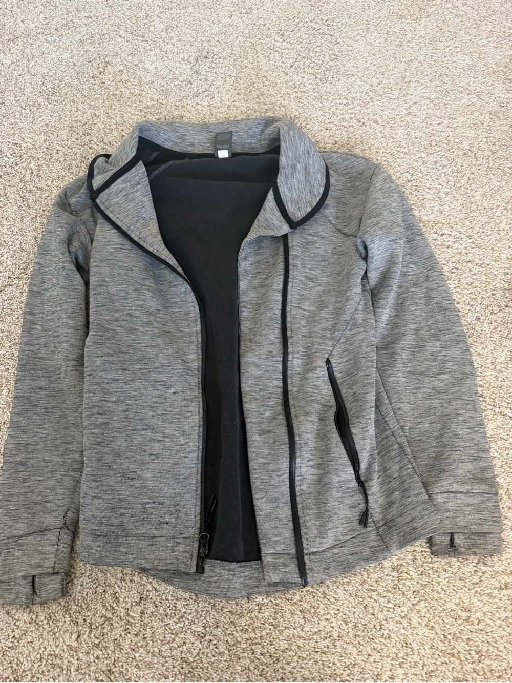 Champion Gray Zip-Up Utility Jacket with Black Trim